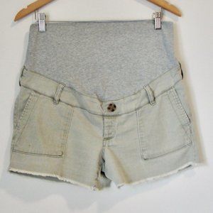 Thyme Maternity Shorts Beige Tan Khaki Cotton Frayed Raw Hem Size Medium